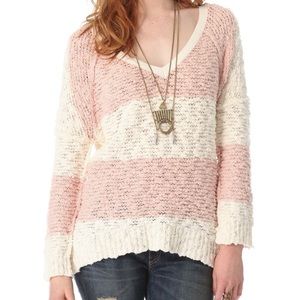 Free People Rugby Songbird Striped Nubby Sweater